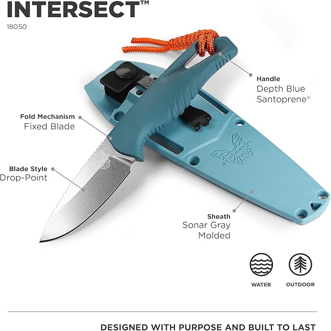 Benchmade - Intersect Outdoor Knife with Depth Blue Santoprene Handle (18050)