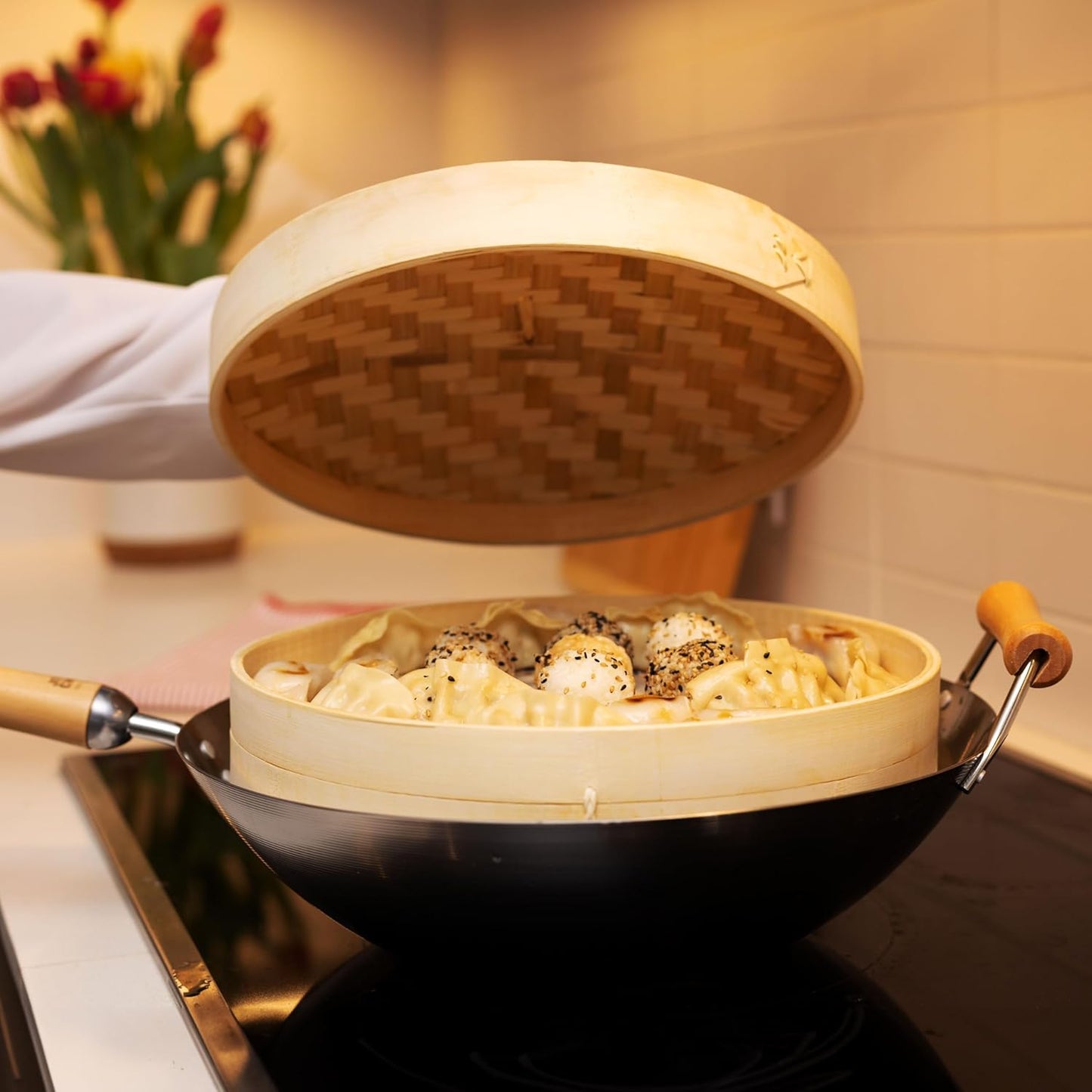 Joyce Chen 2-Tier Bamboo Steamer Baskets, 12-Inch