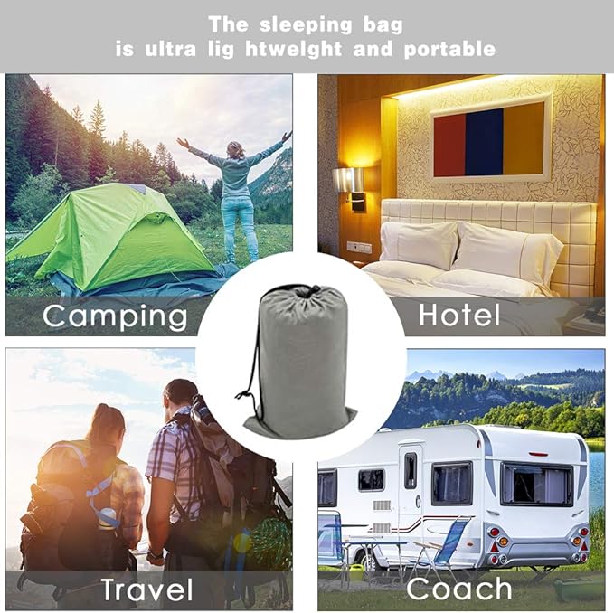 Travel and Camping Sheet Sleeping Bag Liner - Lightweight Compact and Portable Adult Sleeping Bag - Ideal for Traveling,Hostels and Camping
