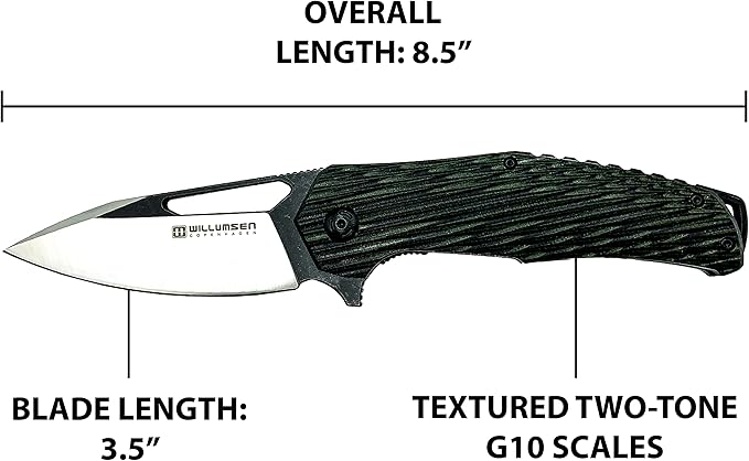 Chibs EDC Folding Knife 3.5” Stainless Steel Blade - Textured Two-Tone G10 Scales Handle Everyday Carry Adventure Flipper Deep Reversible Pocket Clip (Green/Black) (AUB09VCHYCPT)