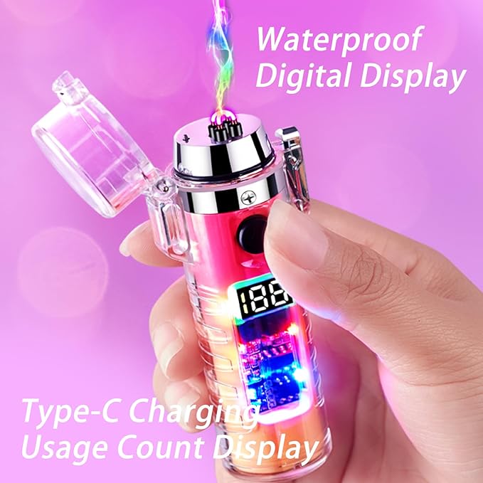 Portable Gradient Color Electric Lighter with Flashlight