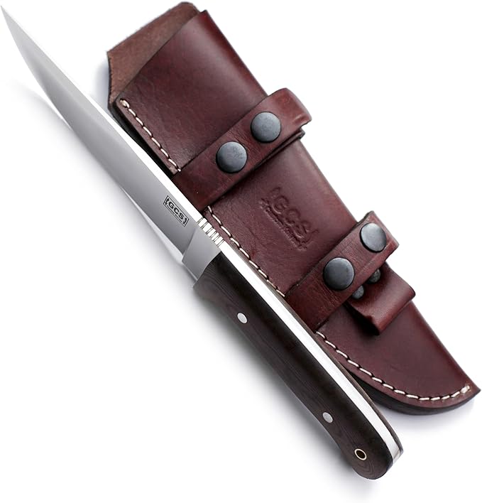 GCS Custom Handmade Brown Micarta Handle D2 Tool Steel Knives Buffalo Hide Sheath GCS 135
