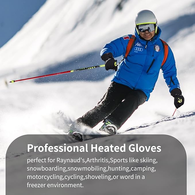 Heated Gloves for Men Women 7.4V 3003mAh Battery Thick Rechargeable Heated Ski Gloves Touchscreen Waterproof Electric Hand Warmers for Winter Skiing Hiking Camping