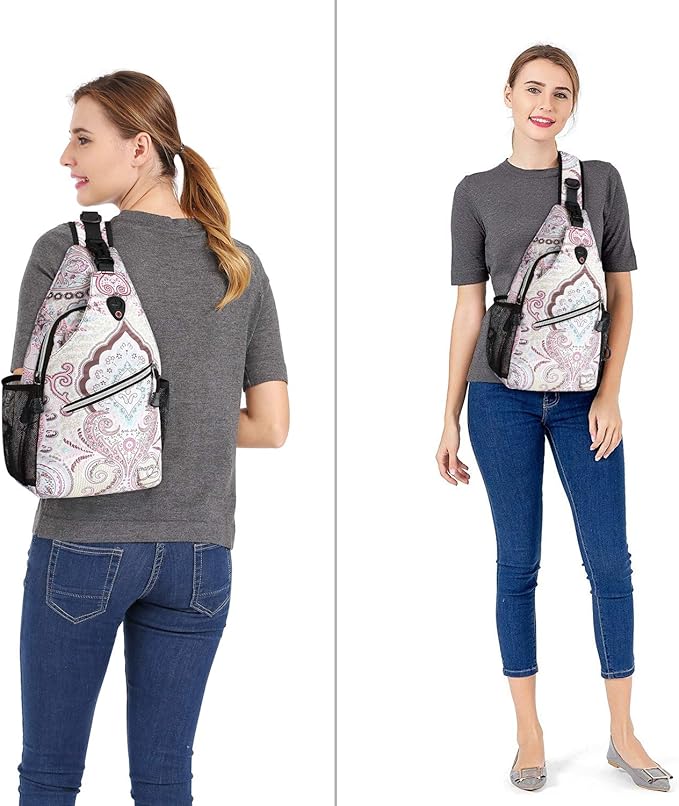 MOSISO 13 inch Sling Backpack, Multipurpose Hiking Daypack Outdoor Rope Crossbody Chest One Shoulder Bag, National Style