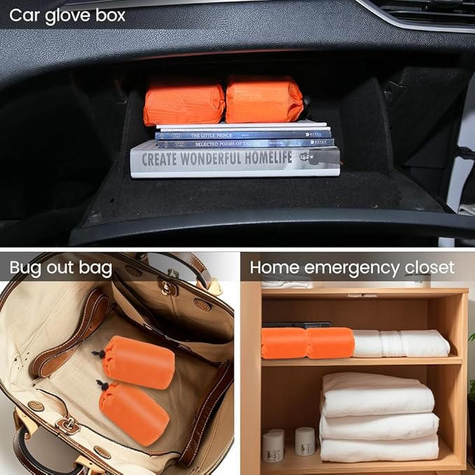 Survival Bag - 3 Pack Bivy Sack Waterproof, Emergency Sleeping Bags Blanket Stuff Shelter Xtreme Cold, Survival Gear and Supplies for Disaster Preparedness, Thermal, Portable, Camping