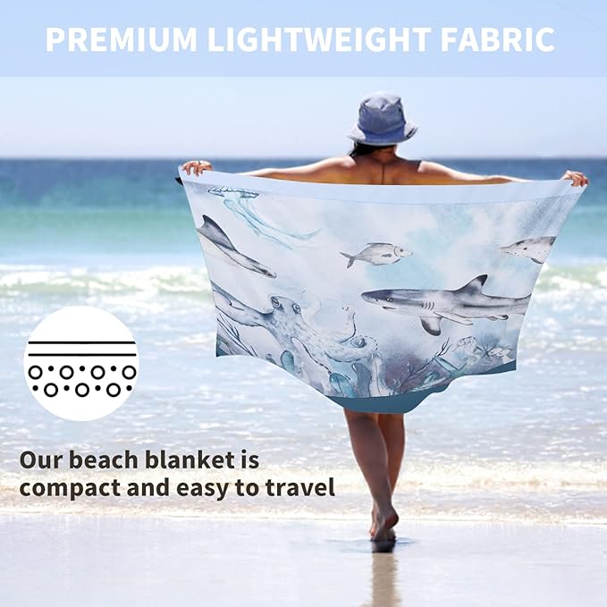 Beach Blanket Waterproof Sandproof, Picnic Blanket, Large Beach Mat 4-7 Adults, Lightweight Durable Beach Mat Sand Free Quick Drying for Beach Travel Camping Hiking Picnic 79"x79"
