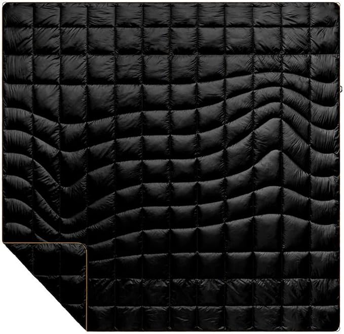 Rumpl The Down Blanket | Outdoor Down Camping Blanket for Traveling, Picnics, Beach Trips, Concerts | Black, 2-Person