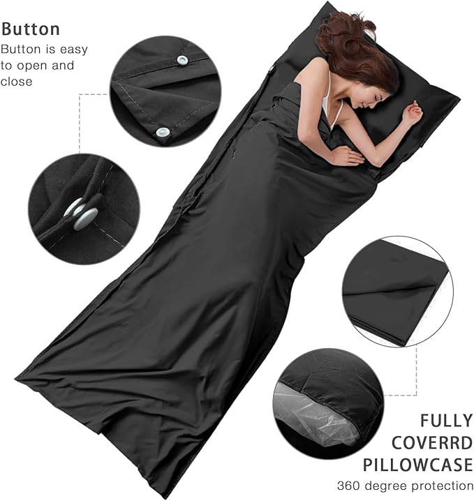 Travel and Camping Sheet Sleeping Bag Liner - Lightweight Compact and Portable Adult Sleeping Bag - Ideal for Traveling,Hostels and Camping