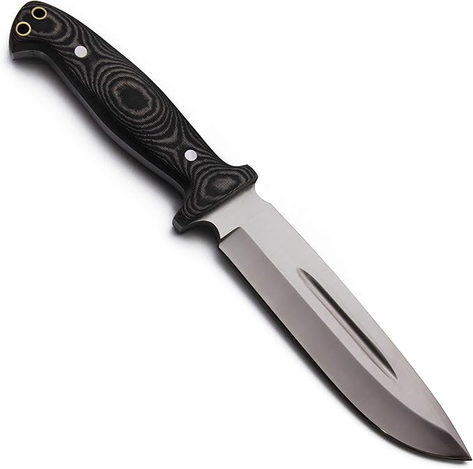 Handmade D2 Tool Steel Hunting Survival Knife with Micarta Handle, Leather Sheath, and Sharpening Stone - GCS102
