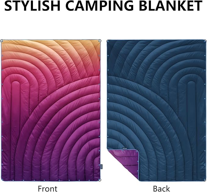 Camping Blanket,Packable Down Alternative Puffy Printed Camping Blanket Lightweight Outdoor Blanket for Camping,Traveling, Stadium, Hiking, Picnics