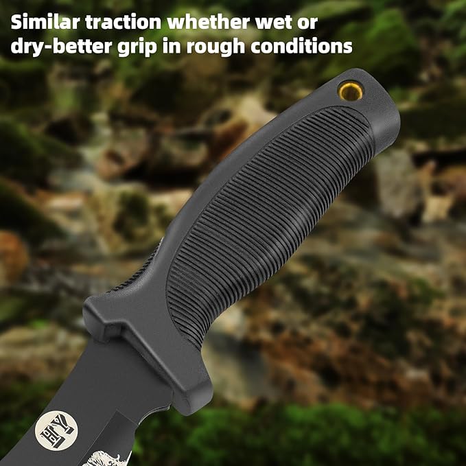 Fixed Blade Hunting Knife, Black High Hardness Plastic Handle with Sheath,Suitable for Hiking, Adventure, Survival and Collection (Black)