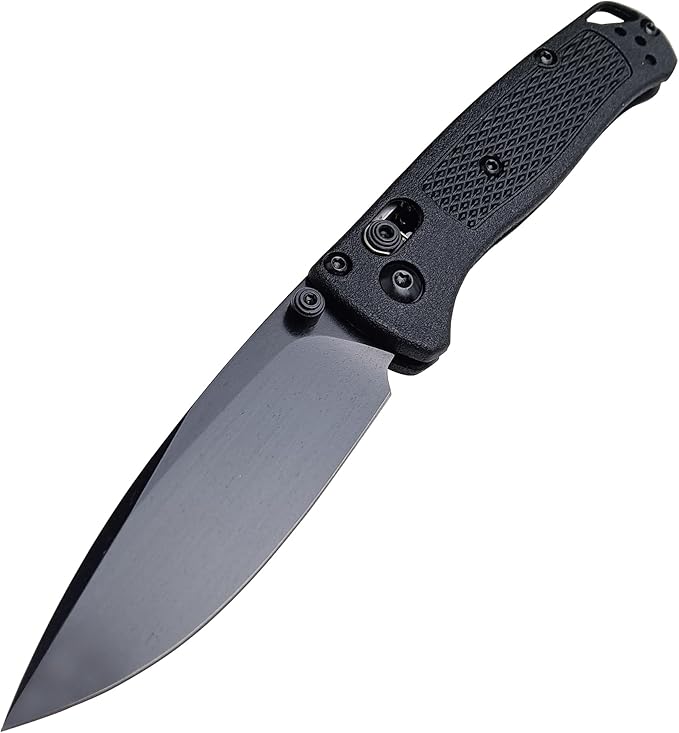 HUAAO Mini Bugout Folding Pocket Knife, Plain Edge, Thumb Stud Manual Open, Glass Reinforced Nylon Grivory Handle with Belt Clip for EDC Camping (black blade)