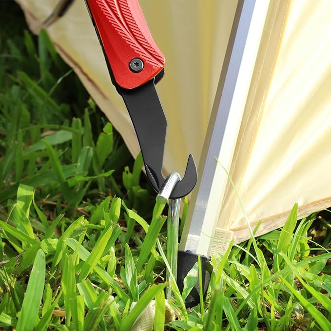 RoverTac 13-in-1 Multi Tool Gifts for Men Dad Camping Essentials Survival Gear Garden Multitool Hammer Knife Saw Tent Stake Puller Digging Tool Bottle Opener Whistle Fire Starter Mens Gifts