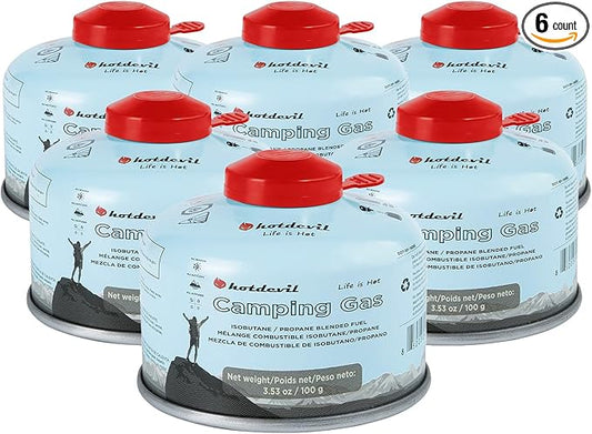 Isobutane Fuel Canister 100 Gram Camping Stove Fuel Butane Propane Blend Camping Fuel Gas Canister Backpacking Fuel Light-weight Compact Camping Fuel Mini Propane Tanks Camp Stove Fuel 3.53oz