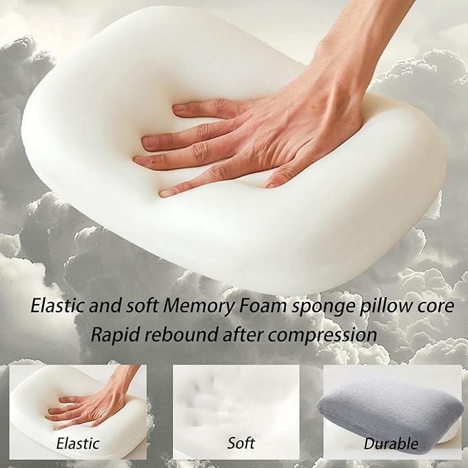 Travel Pillow Small Camping Pillow Memory Foam Bed Neck Soft Pillow Lightweight Easy to Carry Portable Cooling Home Pillow Removable Pillow Cover with Travel Storage Bag (Green)