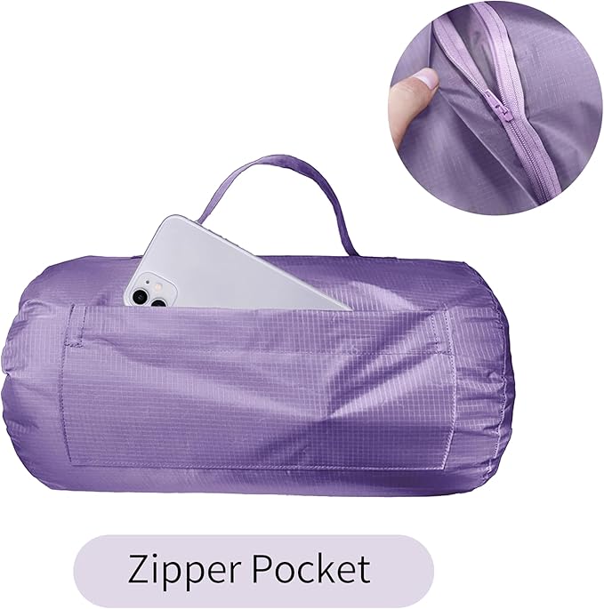 Mellowdy Easy-Carry Outdoor Blanket - Waterproof, Windproof, Warm, Utility Blanket for Camping, Picnic, Stadium, Beach, Gameday, Travel, Foldable with Carrying Bag (Lilac Purple,55x80 inch)