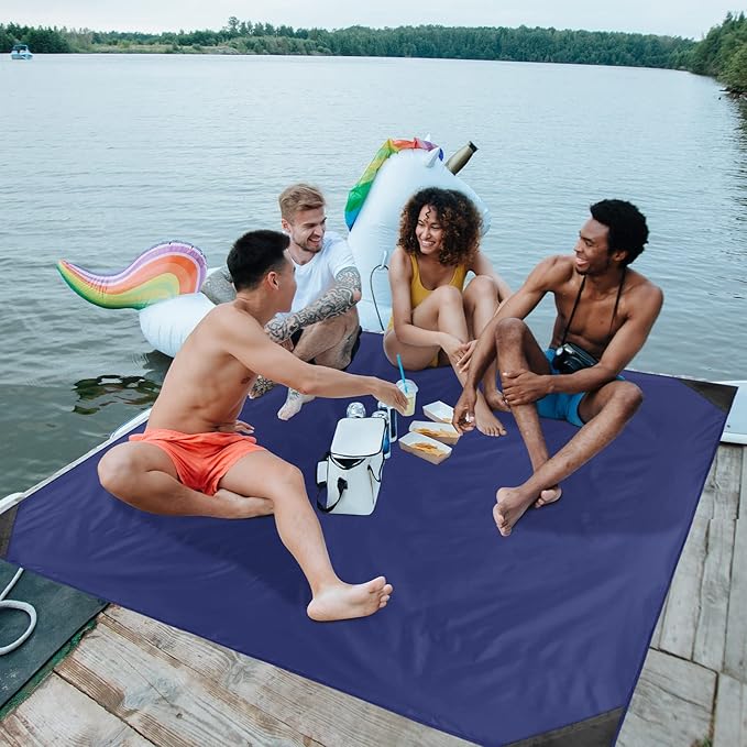 Odoland Beach Blanket Picnic Blanket, SandProof Waterproof Outdoor Pocket Blanket with Portable Bag, Foldable Lightweight Sand Free Quick Drying Beach Mat for Hiking Camping Picnics Travel Concert