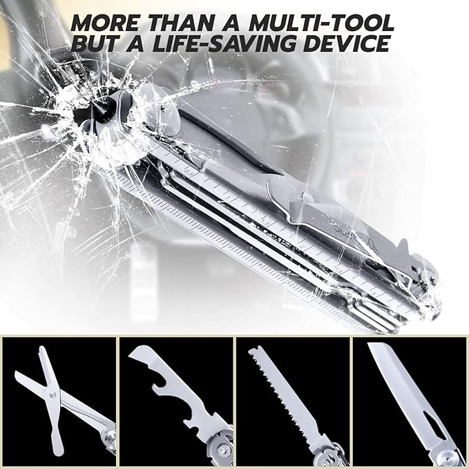 9 in 1 Multitool Pocket Knife Set for Men, Survival Small Multi Tool Scissors with Clip, Tactical Gear for Camping, Outdoor, Fishing, Car, Work, Gifts Ideas