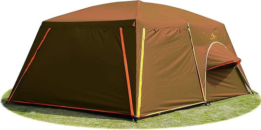 KTT Extra Large Tent 10-12-14 Person(Style-B),Family Cabin Tents,2 Rooms,3 Doors and 3 Windows with Mesh,Straight Wall,Waterproof,Double Layer,Big Tent for Outdoor,Picnic,Camping,Family Gathering