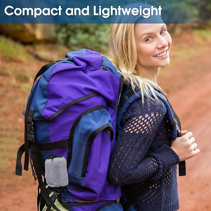 Inflatable Camping Pillow with Removable Cover - Ultralight Compact Camp Pillows for Sleeping, Backpacking, Hiking, Beach, Outdoor - Portable Blow Up Air Travel Pillow for Neck & Lumbar Support - Blue