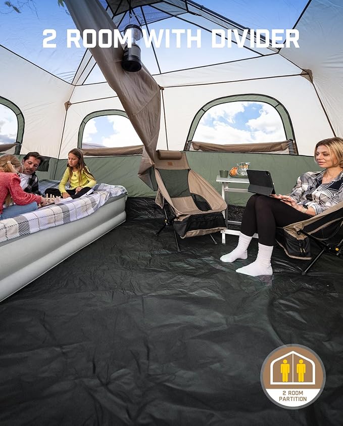 FanttikOutdoor Camping Tent 4/6/8/10 Person Instant Cabin Tent Setup in 60 Seconds with Rainfly & Windproof Portable with Carry Bag for Family Camping & Hiking, Upgraded Ventilation