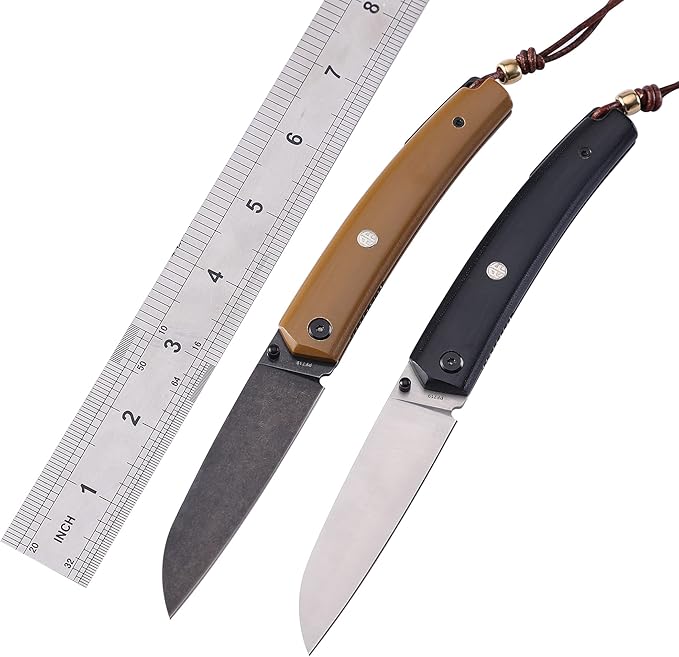 Petrified fish PF719 Folding Knife,3.34" 12C27N Steel Blade, G10 Handle Thumb Stud Liner lock Pocket knife (Sandalwood Handle)