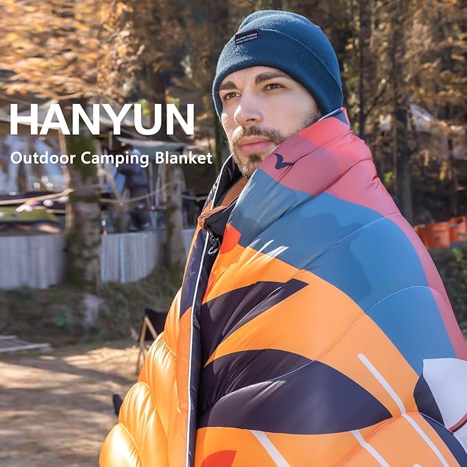 HANYUN Camping Blanket - Outdoor Travel Blanket, Waterproof Quilt for Camping, Stadium, Hiking, Beach Trips, Concerts& Festival - 52"x75" Rhombus Quilting Blanket