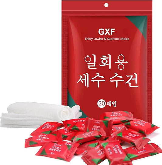GXF Compressed Towel, Portable Cotton Hypoallergenic Travel Washcloths Tablet Coin Wipes Dehydrated Expandable for Camping Hiking Home