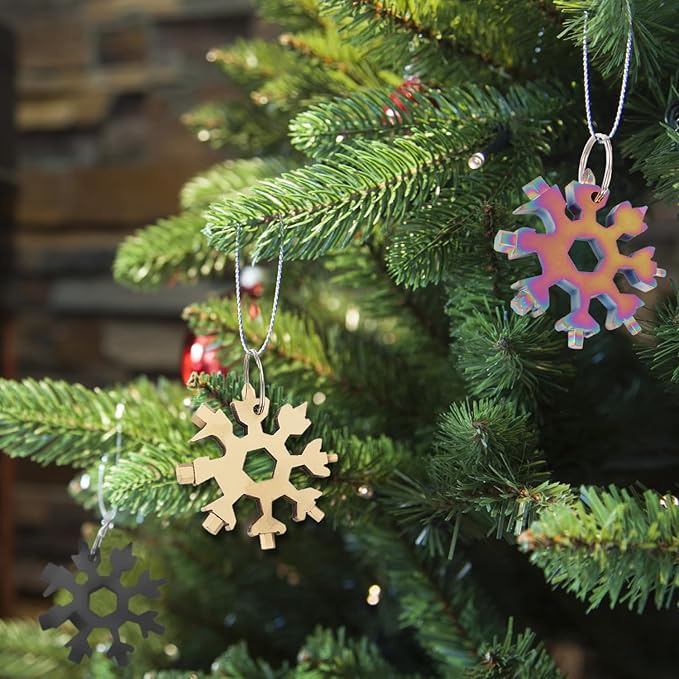 9 Pieces Snowflake Multi Tool Stainless Steel 18-in-1 Snowflake Screwdriver Multitool Bottle Opener Wrench Mens Gifts for Christmas