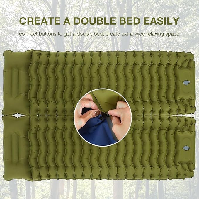 Camping Sleeping Pad, Ultralight Inflatable Sleeping Mat with Pillow, Built-in Foot Pump, Compact Lightweight Camping Air Mattress for Camping Hiking