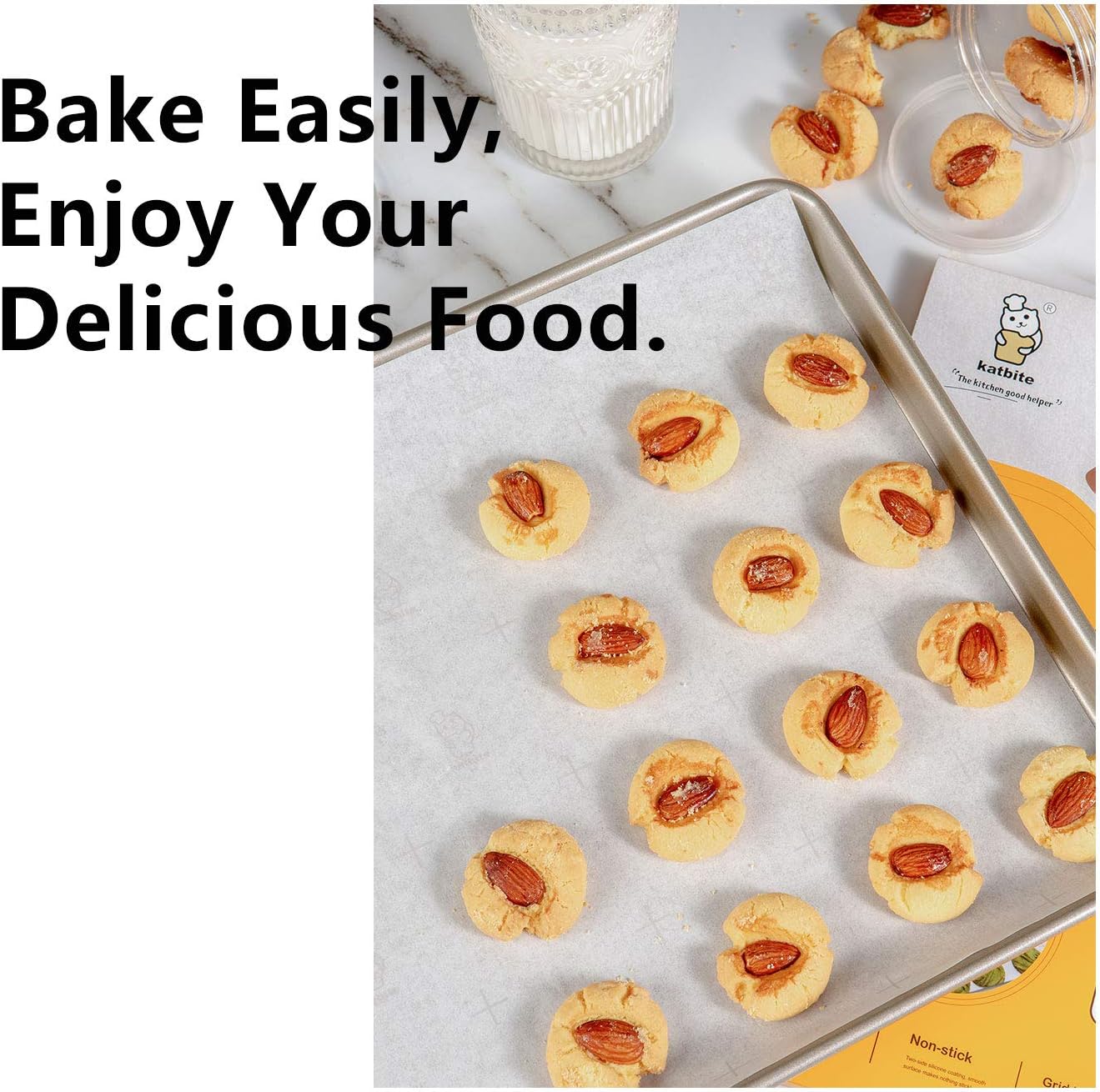 Katbite 12x16 Inch Parchment Paper Sheets with Grid Lines, Precut Baking Paper, Non-Stick & Heavy Duty, Half Sheet Parchment Paper for Cookies, Cup Cake Baking, Cooking, Air Fryer, Steaming, Grilling