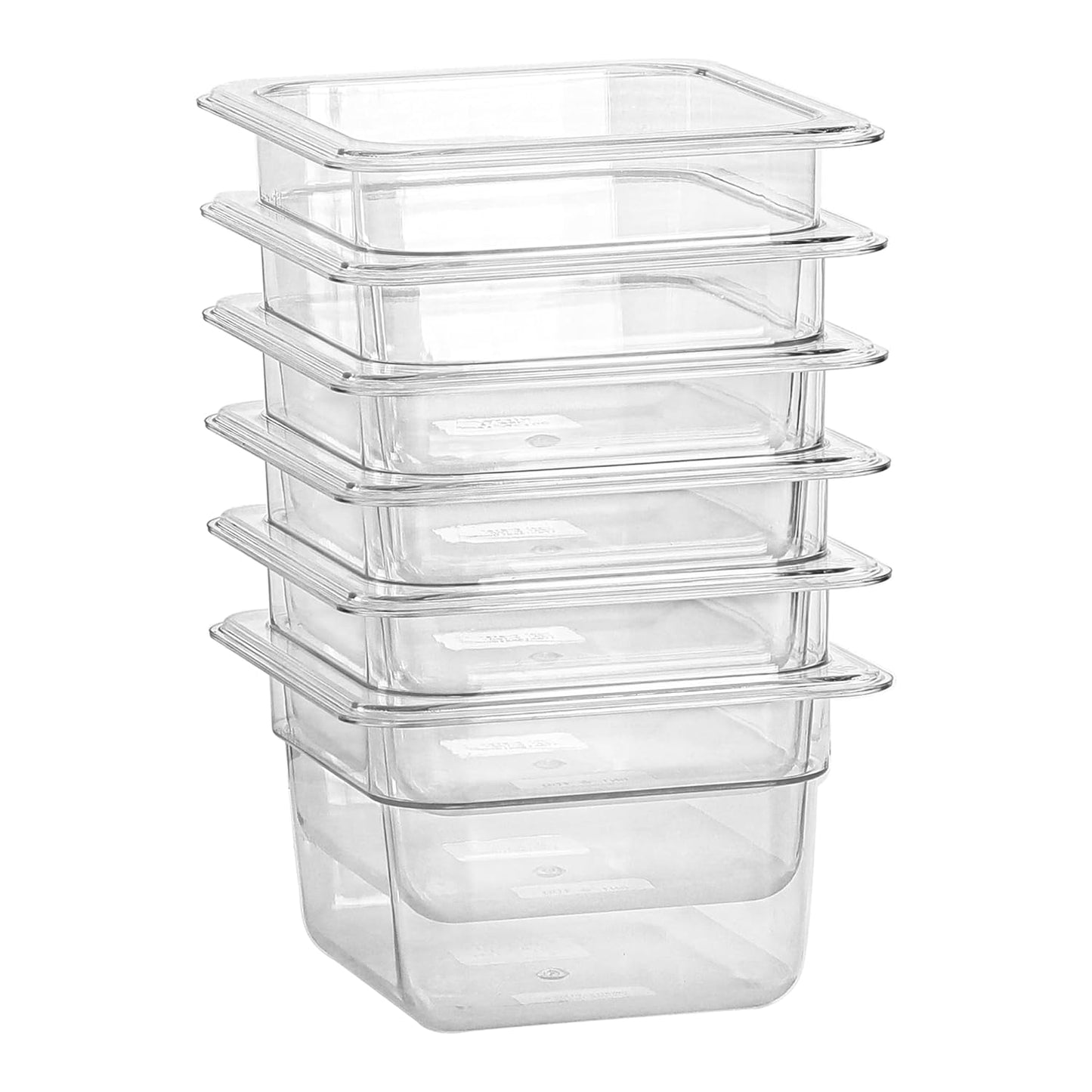 1/6 Size Food Pan 6 Packs 4 Inch Deep Clear Food Storage Containers BPA-free Polycarbonate Commercial Hotel Pan for Kitchen Business Use and Food Prep Freezer-safe