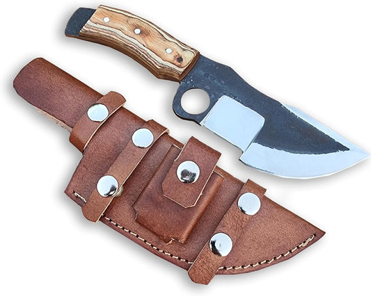 Handmad High Carbon Steel Hunting Tracker Knife Overall 10 Inches With Olive Wood Handle