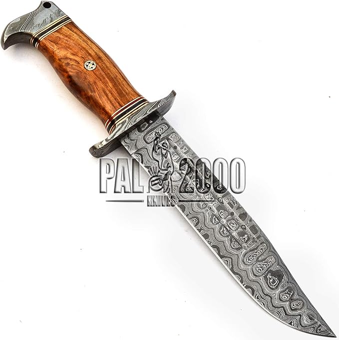 PAL 2000 KNIVES BOW-9660 Custom Handmade Damascus Steel Fixed Blade Hunting Bowie Knife