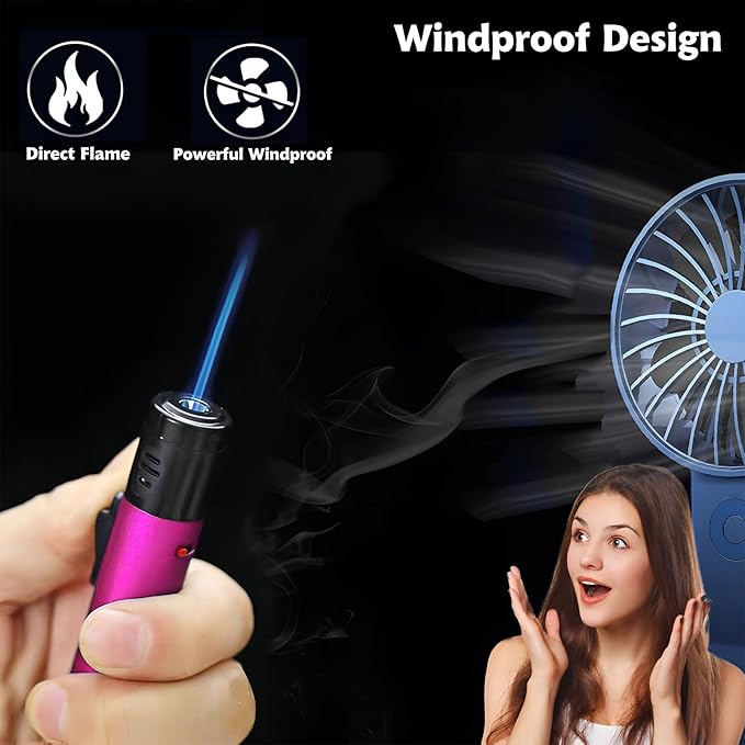 5 Pack of Torch Lighter, Jet Flame Lighter Refillable Butane Gas, Portable Windproof Jet Torch Lighter Adjustable Flame Lighter for Kitchen,Outdoor,Candle,Camping (Without Butane Gas)-Soild Color