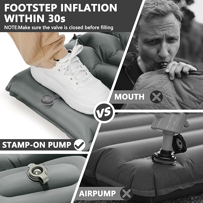 Sleeping Pad for Camping, Ultralight Inflatable Camping Mat with Pillow Built-in Foot Pump Sleeping Pads, Compact & Lightweight Air Mattress for Camping, Backpacking, Hiking