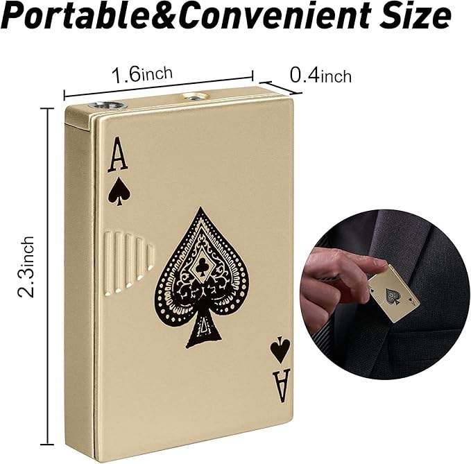 Jet Torch Lighter, Ace Card Green Flame Lighter, Metal Poker Design Windproof Refillable Butane Cool Lighter, Outdoor, Indoor, Camping, BBQ, Candle, Birthday, Gift for Men/Women (Without Gas)