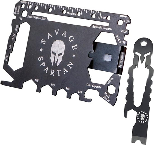 Multitool Wallet | 36 in 1 Multifunctional Toolcard Pro with Credit Card Holder Money Clip & Sleek Minimalist Stainless Steel Skull Keychain Pocket Survival Multi-Tool for Men