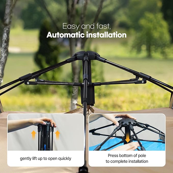 Instant Tents for Camping, 2-3 Person Pop Up Camping Tent, 60s Easy Setup Waterproof Dome Tent for Camping Beach Outdoor Travel