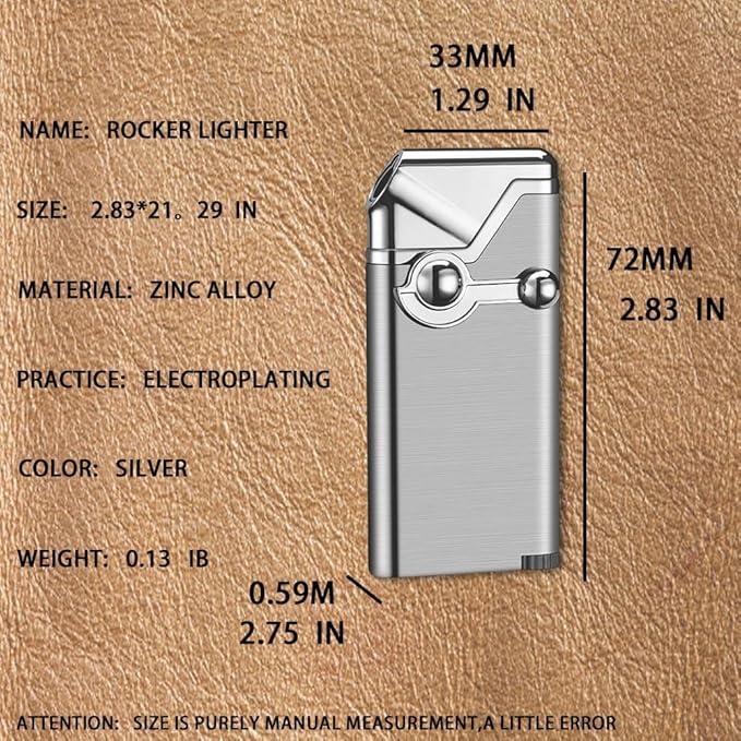 REDBMX Torch Lighter,Refillable Butane Lighter,Jet Lighter,Creative Rocker Cool Lighter,Windproof Portable Lighter Grill Camping Lighter Best Boyfriend Gifts(No Gas) (Silver)
