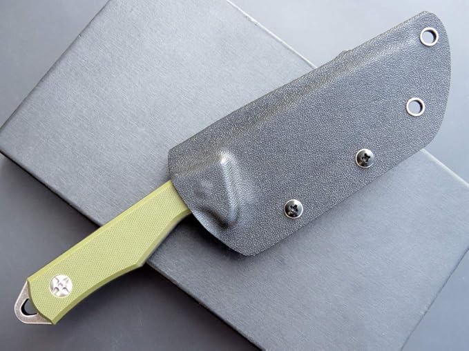 Eafengrow EF107 Fixed Blade Knife D2 Steel Blade Black Knife with Kydex Sheath G10 Handle Compact Outdoor Field Utility Knife(Green)