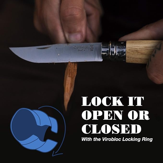 Opinel No. 8 Engraved Oak Handle Folding Knife, Animalia Collection, Stainless Steel Blade, Made in France