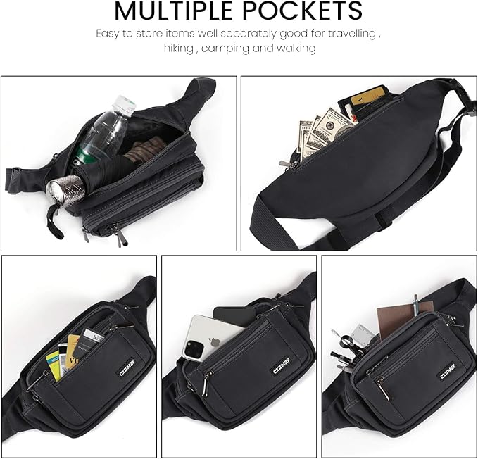 CXWMZY Fanny Packs For Women & Men Waist Pack Hip Bum Bag with Multi-Pockets Large Capacity Waterproof Casual Bum Bag for Disney Traveling Casual Cycling Running Hiking