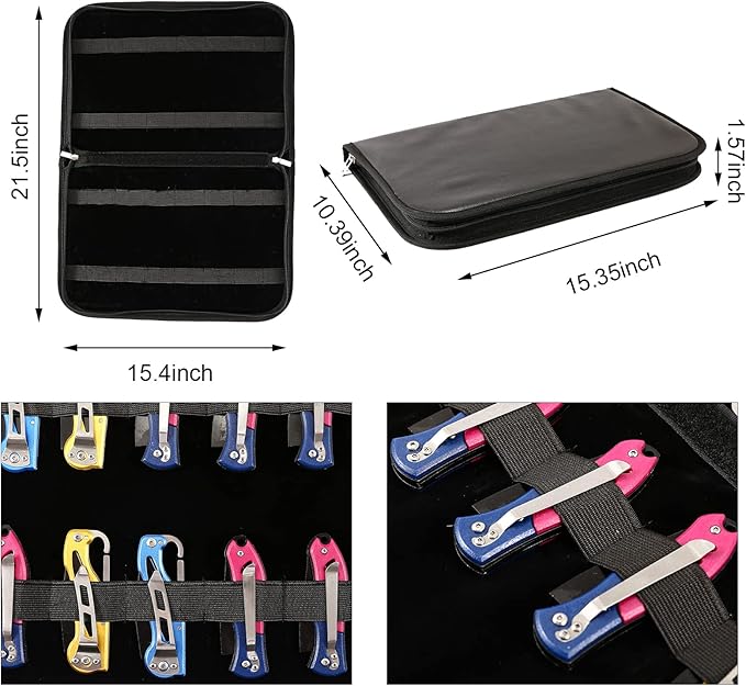 Knife Display Case, Pocket Knife Case with 32 Slots, Folding Knife Holder, Small Knife Storage Organizer, Knives Roll Collection Pouch Carrier Bag for Survival Tactical Outdoor for EDC Mini Knife