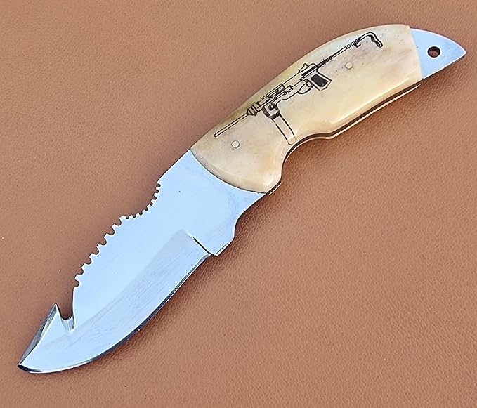 Handmad Stainless Steel Hunting Skinner Knife With Camel Bone Handle For Hunting & Outdoor Purpose '