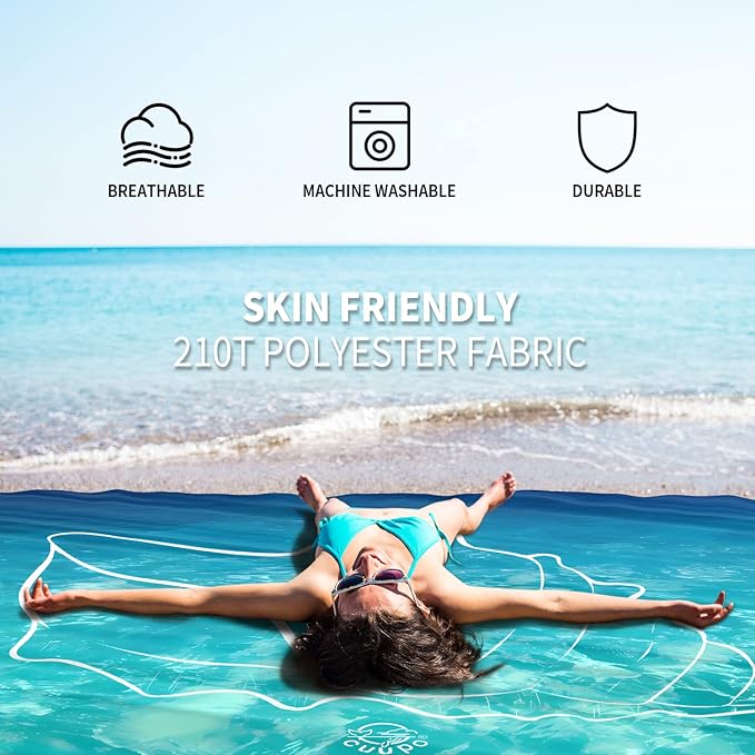 Beach Blanket Sandproof, 3D Printing 79" X 79" for 4-6 Adults Oversized Lightweight Picnic Blanket Portable Compact Quick Drying Picnic Mat for Outdoor Camping Hiking Travel