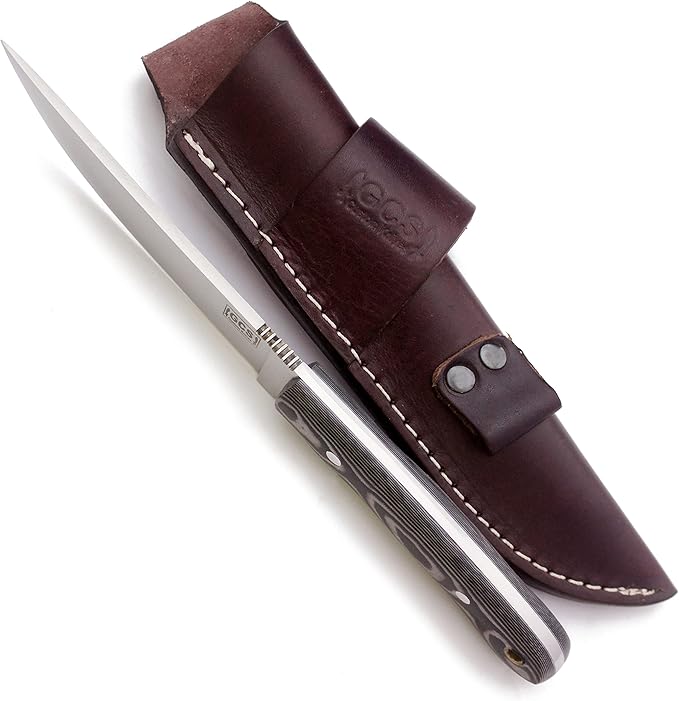 GCS Handmade Micarta Handle D2 Tool Steel Tactical Hunting Knife with leather sheath Full tang blade designed for Hunting & EDC GCS 307
