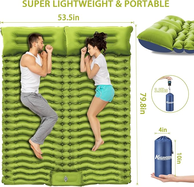 Sleeping Pad for Camping, Ultralight Inflatable Camping Mat with Pillow Built-in Foot Pump Sleeping Pads, Compact & Lightweight Air Mattress for Camping, Backpacking, Hiking