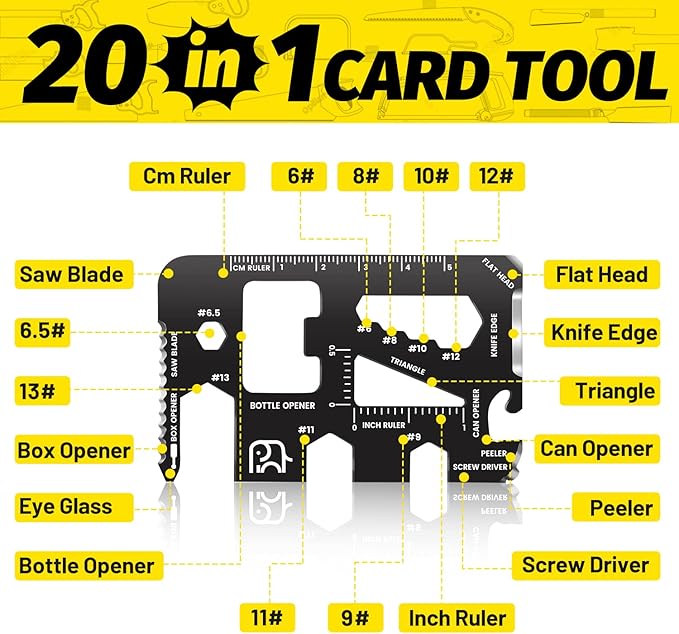 Stocking Stuffers for Adults Men,Gifts for Men,20-in-1 Credit Card Multitools,Christmas Gifts for Women,White Elephant Gifts for Adults,Tools Gadgets for Men Him Dad Husband Boys Teens