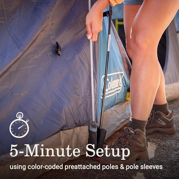 Coleman 4-Person Dark Room Skydome Camping Tent, Blue